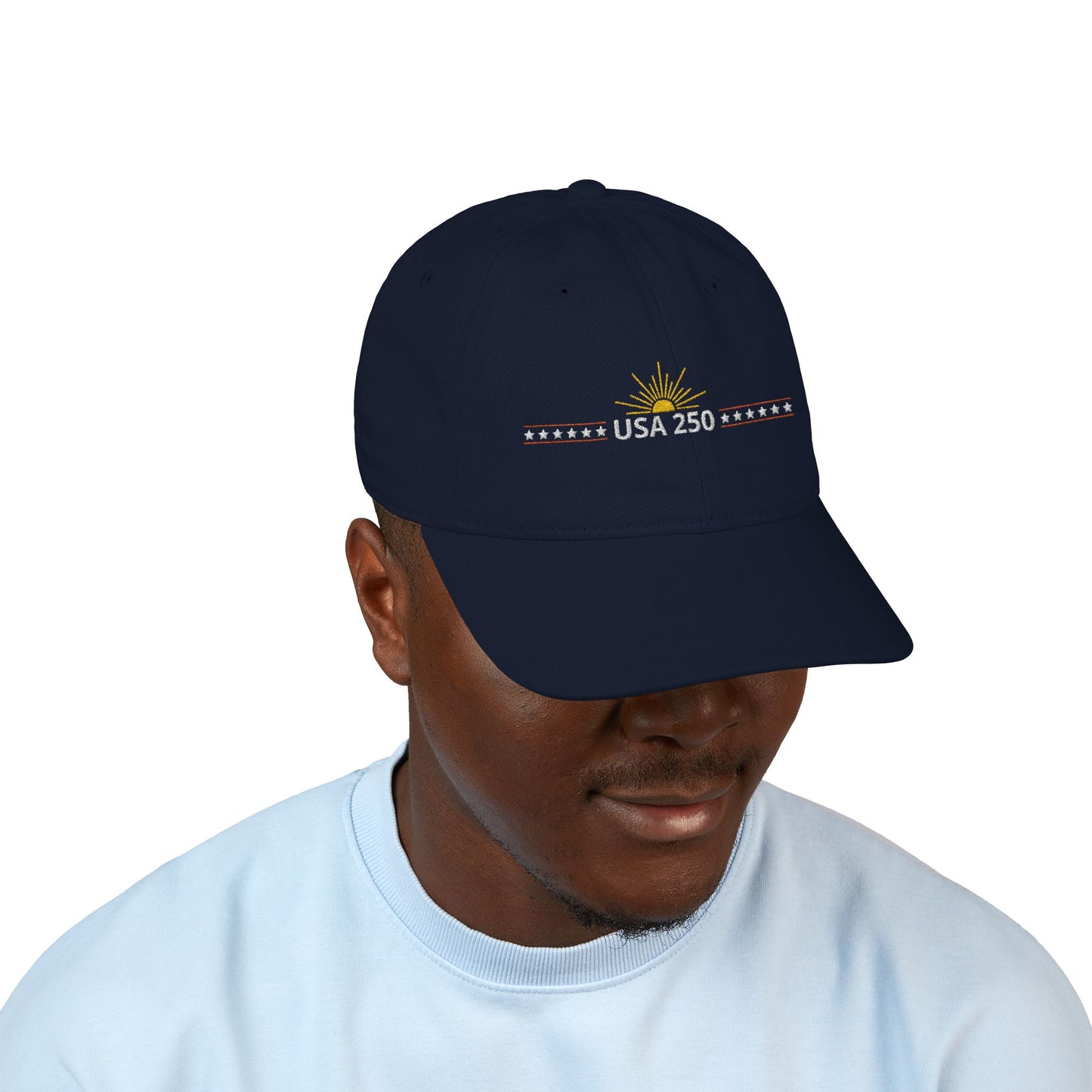 USA 250 Embroidered Baseball Cap — Patriotic Fireworks Organic Cotton