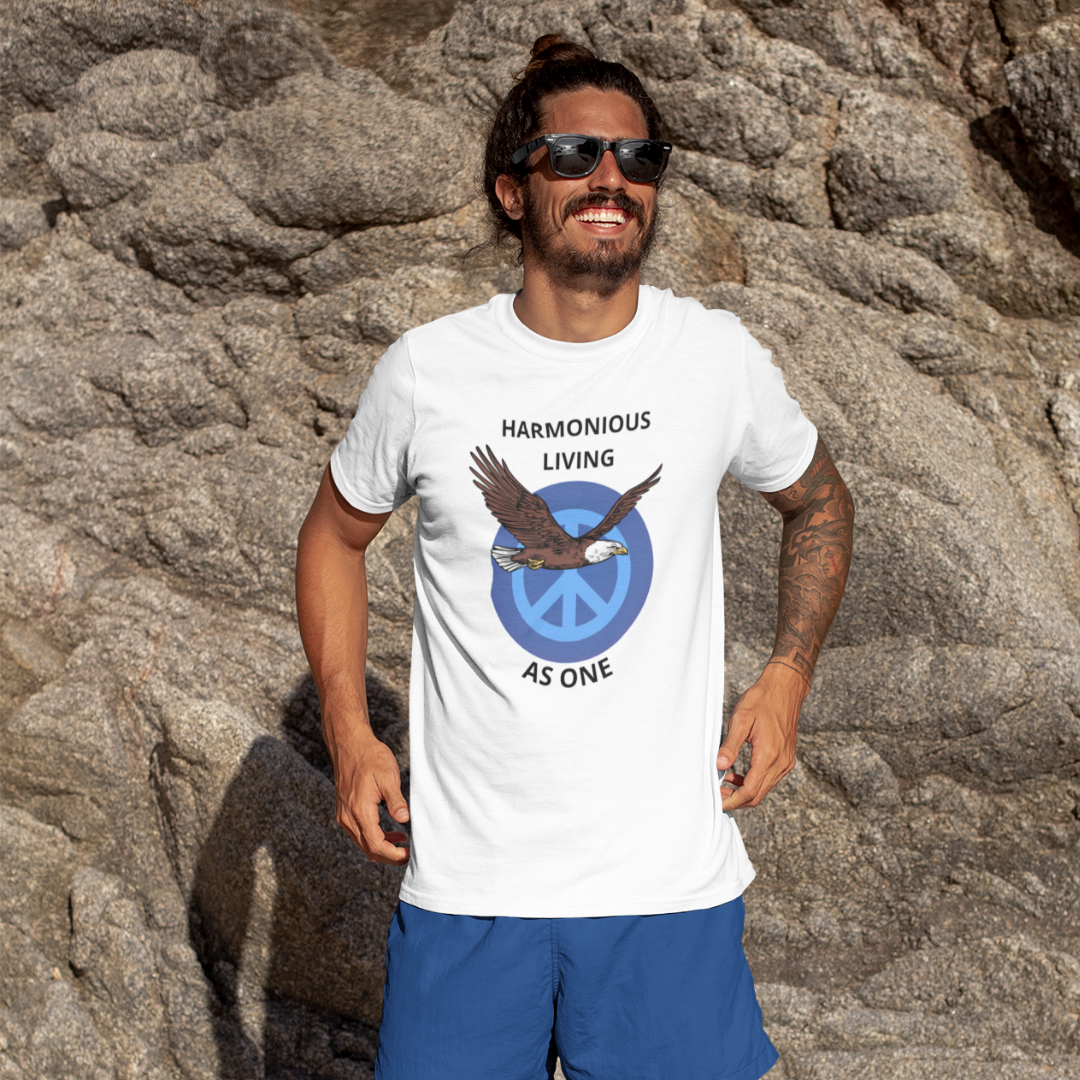Harmonious Living As One Bald Eagle Organic T-Shirt