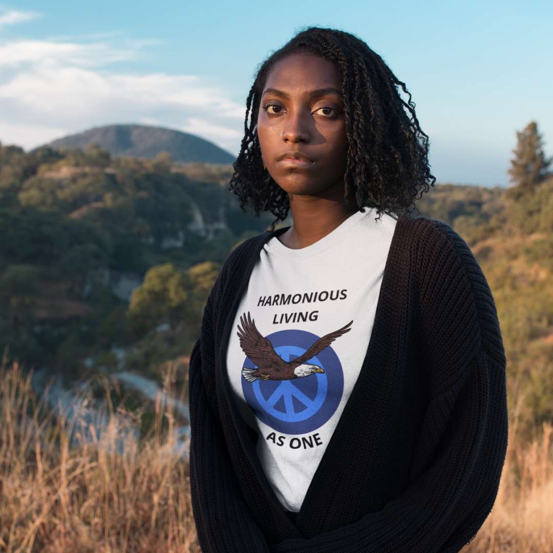 Harmonious Living As One Bald Eagle Organic T-Shirt
