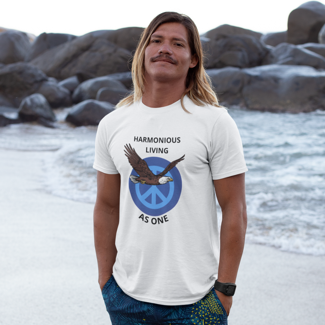 Harmonious Living As One Bald Eagle Organic T-Shirt