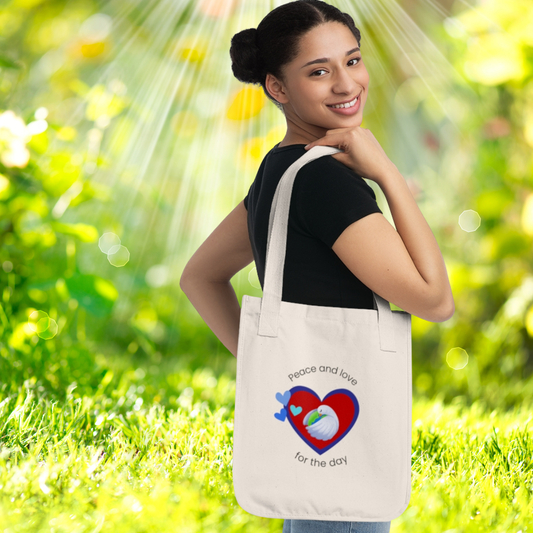 Peace and Love for the day ORGANIC Cotton Tote bag