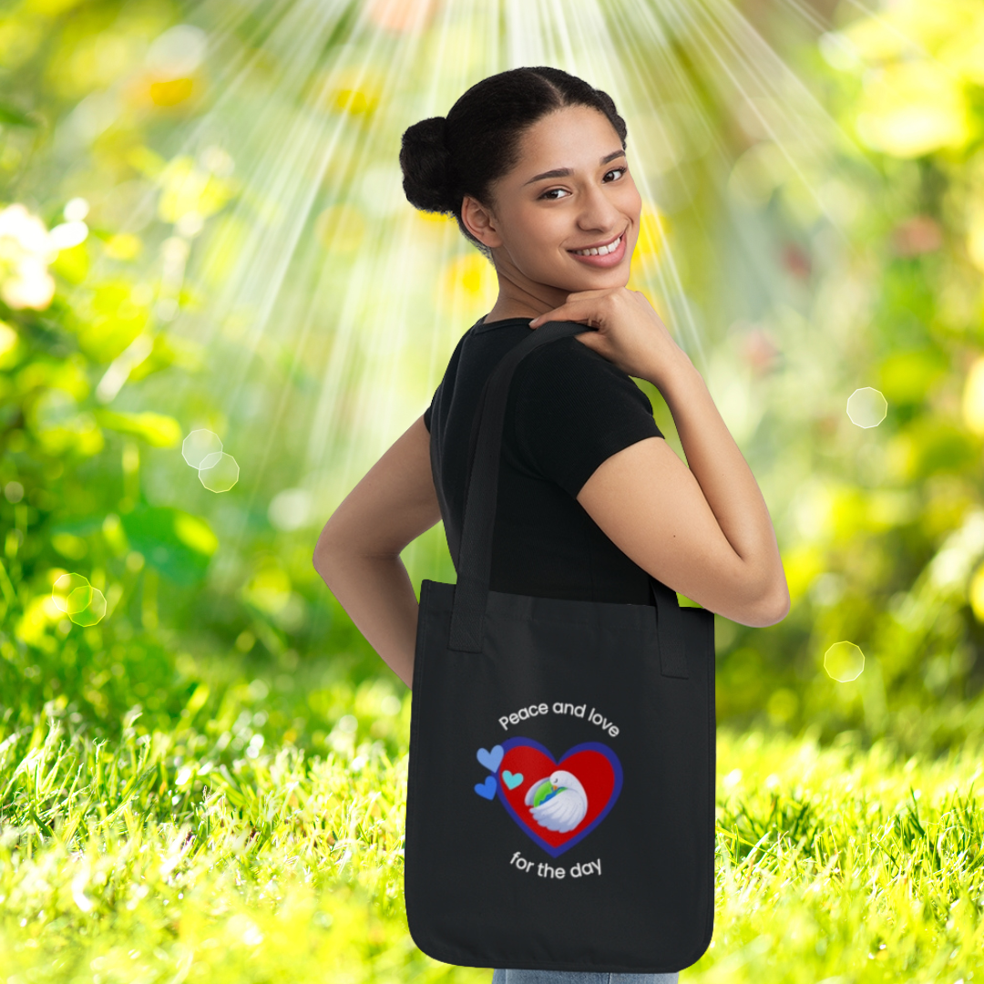 Peace and Love for the day ORGANIC Tote bag