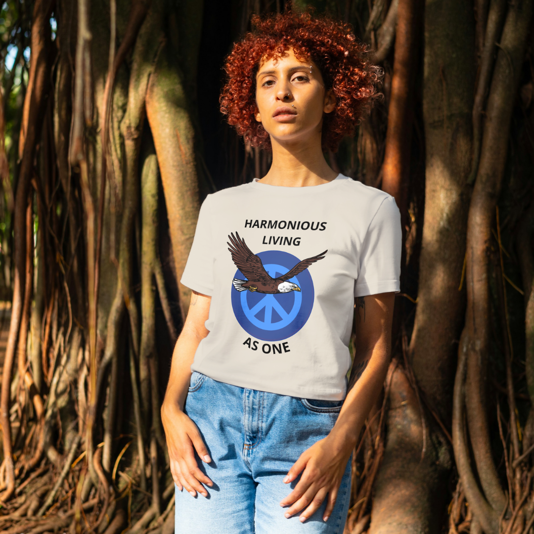 Harmonious Living As One Bald Eagle Organic T-Shirt