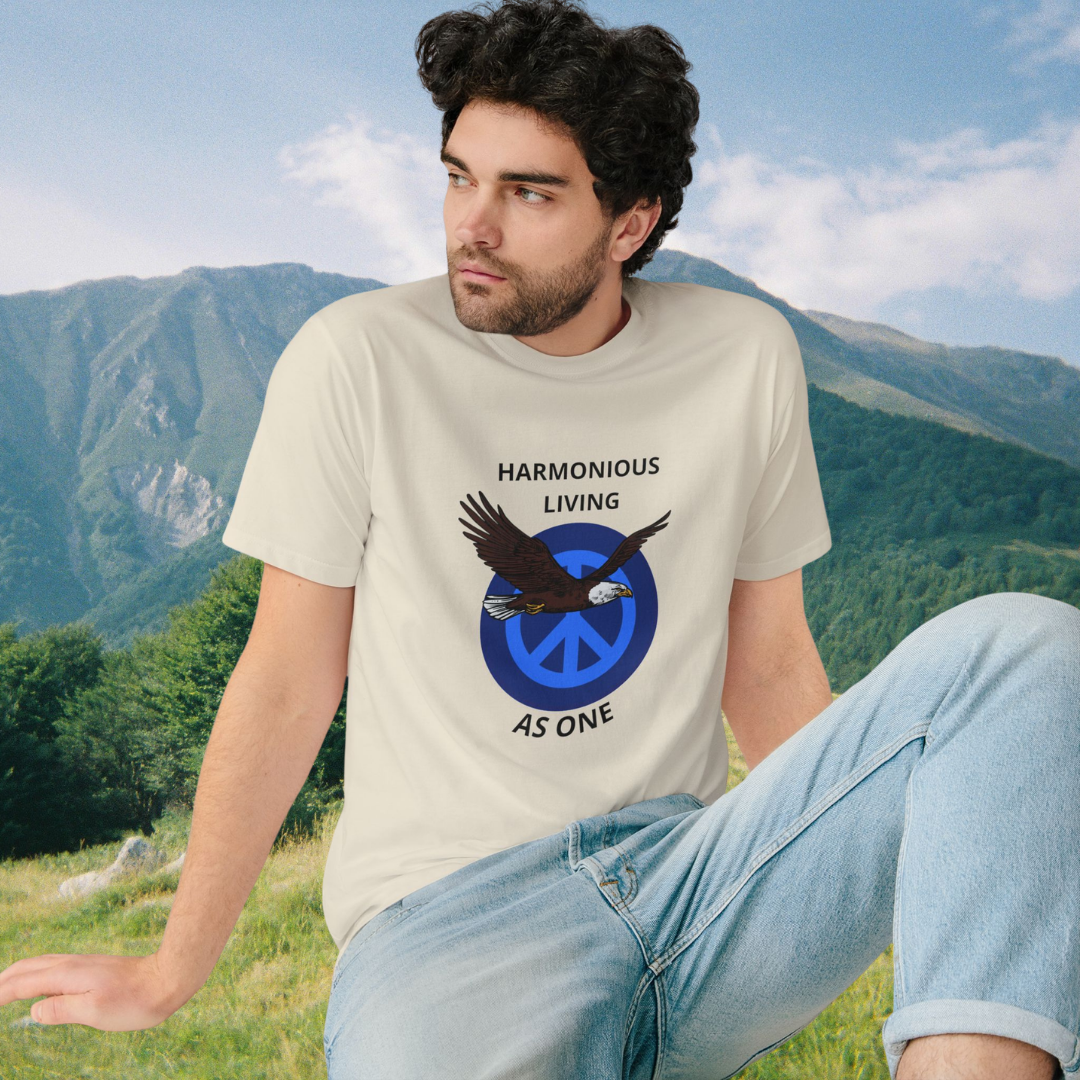 Harmonious Living As One Bald Eagle Organic T-Shirt