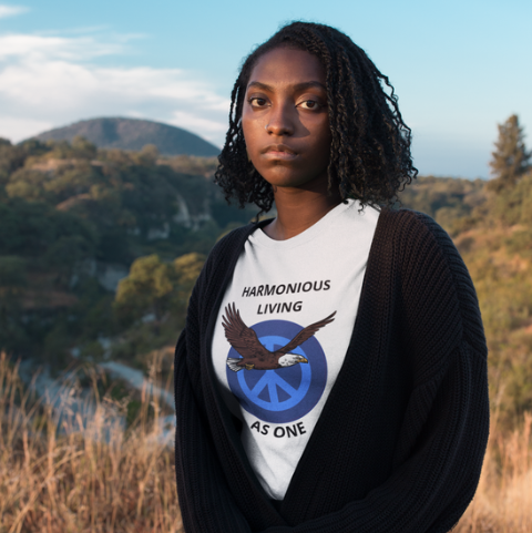 Harmonious Living As One Bald Eagle Organic T-Shirt