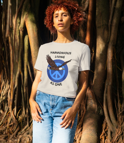 Harmonious Living As One Bald Eagle Organic T-Shirt