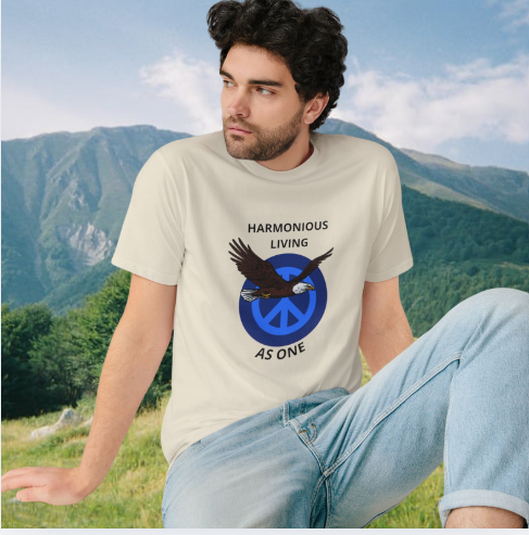 Harmonious Living As One Bald Eagle Organic T-Shirt